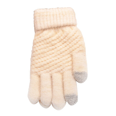 

Women Warm Winter Knitted Full Finger Gloves Mittens Girl Female Solid Woolen Gloves Touch Screen Cycling Gloves