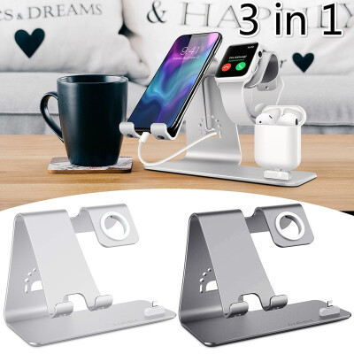 

Aluminum 3 in 1 Wireless Charger stand For iPhone Qi Fast Charge Dock Station Vertical for iWatch AirPods