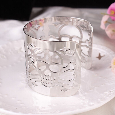 

Fashion Hollow Skull Open Bangle Bracelet Halloween Brand New Statement Jewelry Gifts