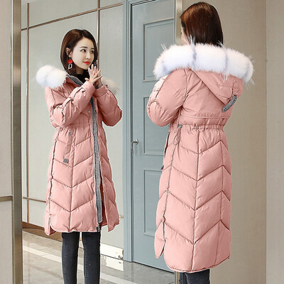 

Mid-length cotton coat slim hooded jacket 90254