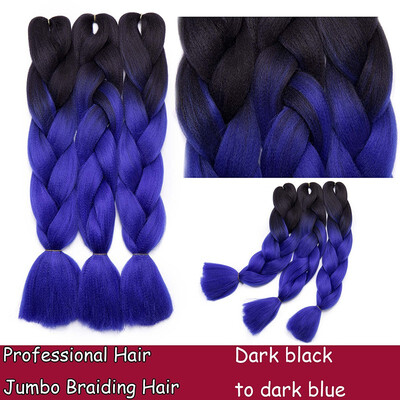 

24 Inches Braiding Hair Ombre for crochet Hair Weave with Synthetic&Twist Braiding Hair Extensions Dark black 100gpc