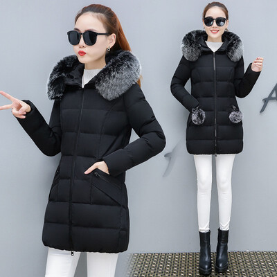 

Tuong cotton-padded women winter new style Korean fashion hat in the long down of the coat women