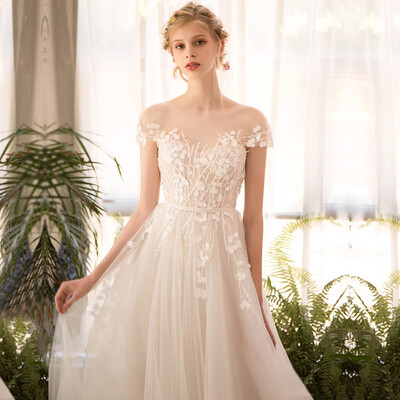

long half sleeve lace wedding dress high-end 2018 bride simple bridal gown real photo weddingdress vestido de noiva boho mermaid