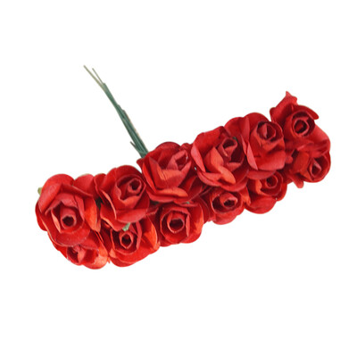 

12PcsBunch 25mm Artificial Paper Flowers for Wedding Car Fake Roses Used For Candy Box DIY Wreath Handmade Decoration