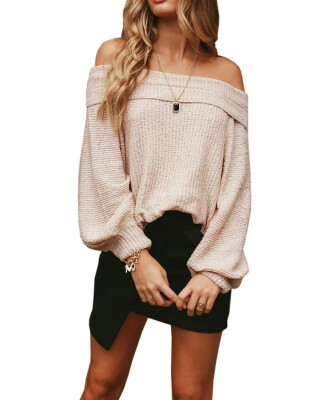 

European&American sexy long loose collar long sleeved sweater