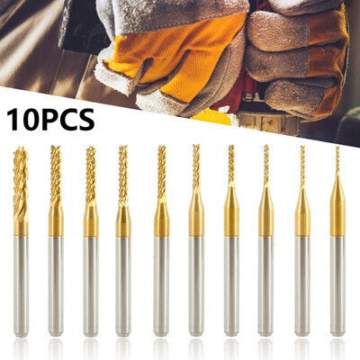 

10PCS End Mill Bits PCB Engraving Milling Cutter Titanium Coated