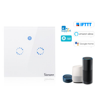 

SONOFF T1 EU ITEAD Smart WiFi Wall Light Touch Switch Wireless 2 Gang TouchWiFi433MHz RFAPP Remote Control Timing Function Supp