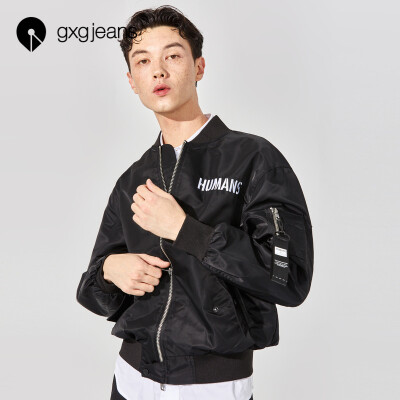 

Gxgjeans mens spring bomber jacket male baseball collar fashion embroidery casual jacket tide 18121140140 black XL