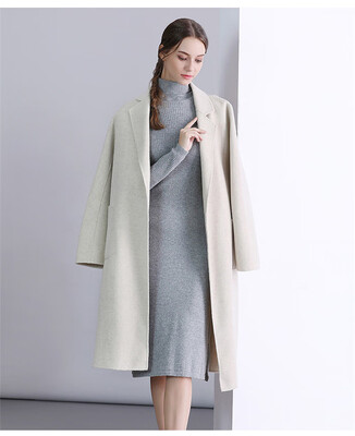 

Handmade double-faced coat Korean version of self-cultivation cashmere coat womens long woolen coat