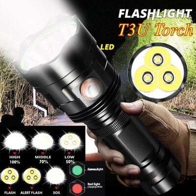 

New Powerful LED Flashlight T3U Torch USB Flashlight Rechargeable Waterproof Lamp Ultra Brigh Outdoor Lighting