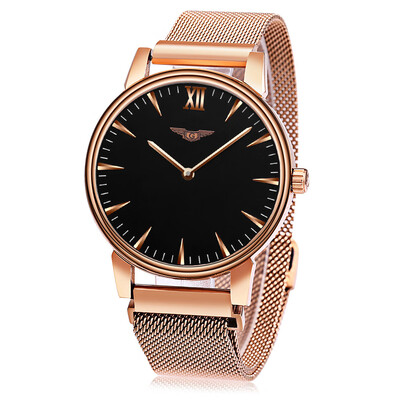 

GUANQIN GS19056 Male Quartz Watch Ultra-thin Dial Stainless Steel Net Band Wristwatch