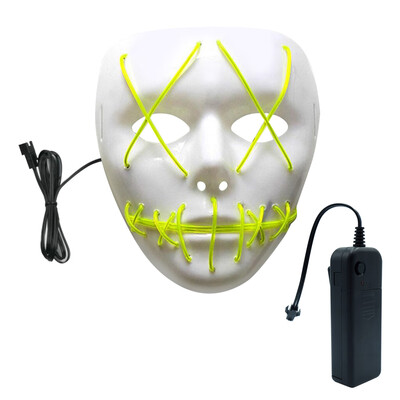 

BRELONG Halloween Mask Ghost Slit Mouth Light Up Glowing EL Wire Fashion Costume For Party