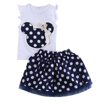 

NEW Toddler Baby Girls Kids Princess Party Mickey Mouse Dress Dot Dresses 1-4Y