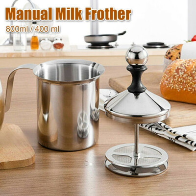 

400ml800ml Stainless Steel Handheld Milk Frother Cappuccino Coffee Double Froth Pump