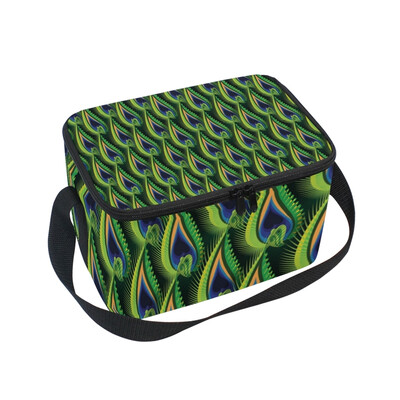 

ALAZA Insulated Lunch Box Peacock Feathers Lunch Bag for Men Women Portable Tote Bag Cooler Bag