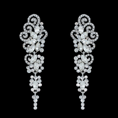 

Luxury Austrian Crystal Drop Earrings Silver Bridal Wedding Earrings for Women Fashion Jewelry Accessories