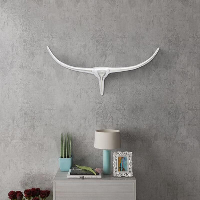 

Wall Mounted Aluminum Bulls Head Decoration Silver 283"