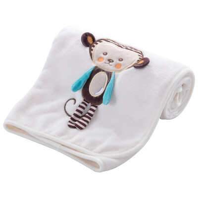 

Baby Blanket Soft Flannel Swaddling Embroider Stroller Car Sofa Bedding Blanket Boy Girl Monkey