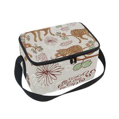 

ALAZA Lunch Box Insulated Leopard And Tree Lunch Bag Large Cooler Tote Bagfor Men Women