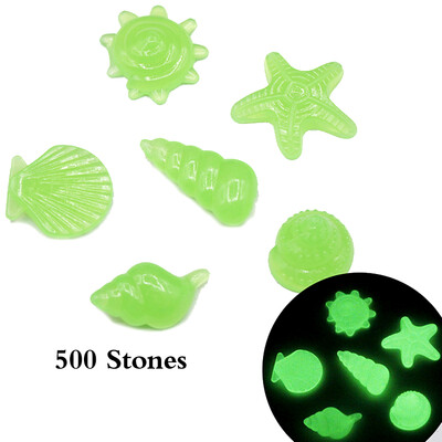 

500pcsBag Glow in Dark Stone DIY Home Decor Luminous Pebbles Colorful Sea Conch Shell Starfish Rocks for Aquarium Fish Tank