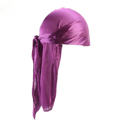

Durag Headwear Headband Pirate Cap Women Hat Smooth Silk Nylon Cap Solid Colors