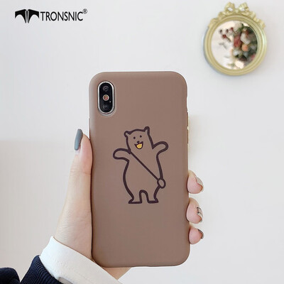 

TRONSNIC Polar Bear Phone Case for iPhone 7 8 Plus Coffee Brown Gray Case 3d Relief Matte Covers Hot