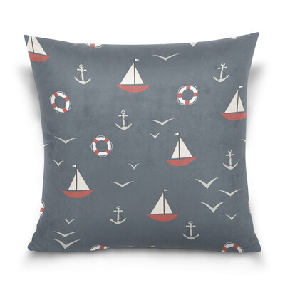 

ALAZA Throw Pillow Cover 16 X 16 inch Christmas Gift Cushion Cover with Boat Printed Pillowcase