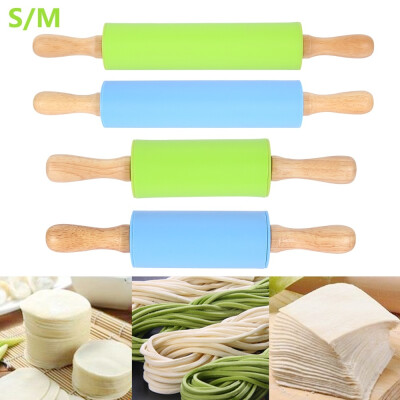 

Willstar SM Non-Stick Wooden Silicone Handle Rolling Pin Pastry Flour Paste Roller Cooking Kitchen Baking Tools