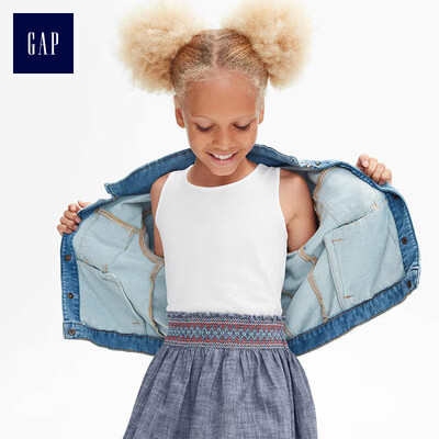 

GAP flagship store girl pleated round neck wide swing dress 336246 light sense bright white S