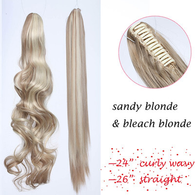 

24-26 Inch Adjustable Messy Style Ponytail Hair Extension with Jaw Claw Synthetic Hair-Piece