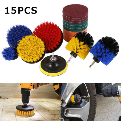 

15pcsset Drill Power Scrub Clean Brush For Leather Plastic Wooden Furniture Car Interiors Cleaning Power Scrub