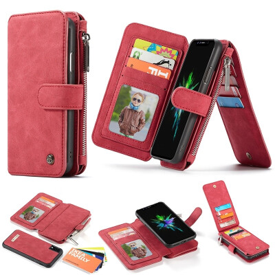 

Willstar For IPhone11 XsMax Multifunctional Phone Leather Case Retro Zip Wallet Case-iPhoneX -Red