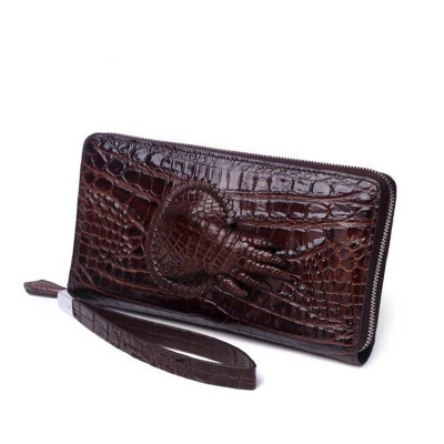 

SUWERER 2019 New cowhide men genuine leather bags Embossed Crocodile pattern Fashion luxury clutch bag big capacity men wallets