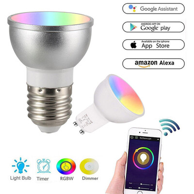 

Smart Home LED Light Bulb E27GU10GU53 RGBW WiFi Dimmable Lamp Compatible with Alexa Google Home Assistant APP Remote Control