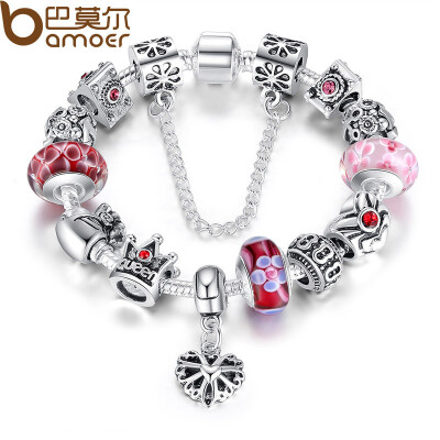 

BAMOER Queen Jewelry Silver Charms Bracelet & Bangles With Queen Crown Beads Bracelet for Women ANNIVERSARY SALE 2018 PA1823
