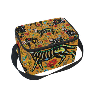 

ALAZA Lunch Box Insulated Lunch Bag Large Cooler Calavera Cats Tote Bag