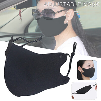 

1pcs 3 layers Washable Anti Haze Dust black Face Mask Carbon Filter Adjustable masks ice silk cotton independent bag