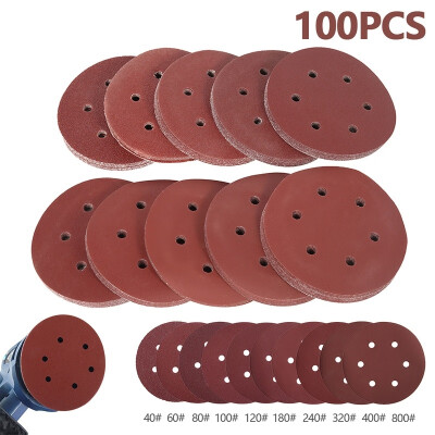 

100pcs 150mm 6 Inch Sanding Discs 6 Hole Sandpaper Pads Set 60Grit-800Grit Sander Disc for Woodworking Polishing Tools