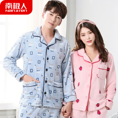 

Antarctic pajamas men winter flannel couple pajamas women winter warm coral fleece thickening autumn mens home service winter suit NAS5X21022-22 female strawberry printing