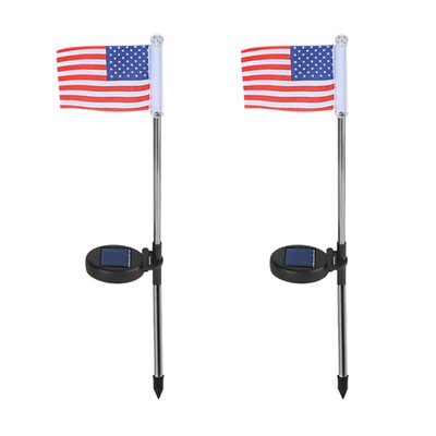 

New Practical LED National Flag Solar Power 2Pcs Waterproof Outdoor Rechargeable Polysilicon Sensor Model Garden Yard Lawn Decorat