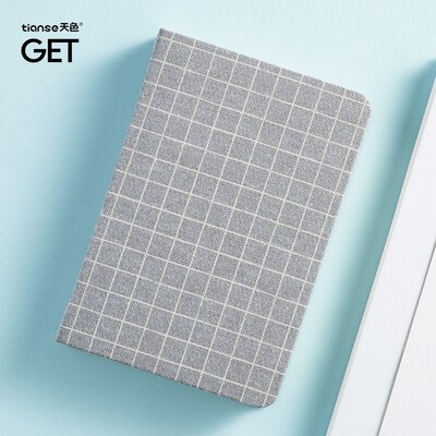 

Sky small fresh hand book A6 Nordic plaid fabric this diary Notepad notebook schedule this 2019 blue gray TS-4017