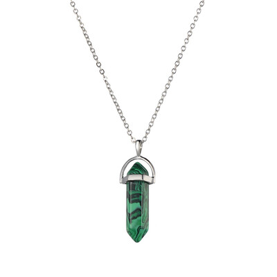 

Fashion Woman Girl Jewelry Gemstone Necklace Natural Stone Hexagonal Pointed Reiki Chakra Pendant Crystal Necklace Chain 14