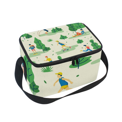 

ALAZA Lunch Box Insulated Lunch Bag Large Cooler People Doing Exercise The Forest Tote Bag