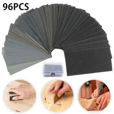 

96PCS Andpaper Assorted Wet Dry Abrasive Paper Sheet with Box for Automotive Sanding Wood Furniture Finishing