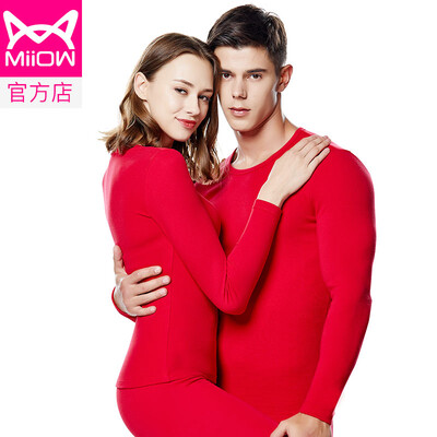 

Cat Man MiiOW thermal underwear men&women warm winter slim breathable ladies comfortable close-fitting autumn clothes long pants warm suit two-piece Chinese red XXL