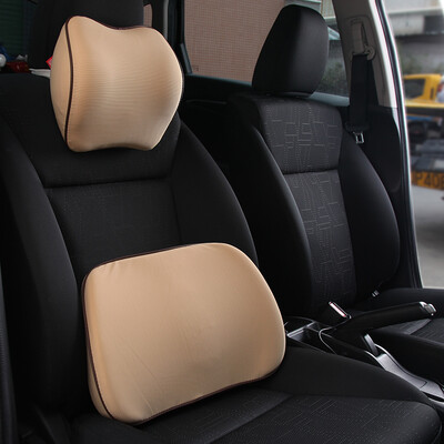

Nine hundred WY-1826AB car headrest lumbar support memory foam waist cushion lumbar pillow car headrest neck pillow pillow four seasons model universal two sets beige