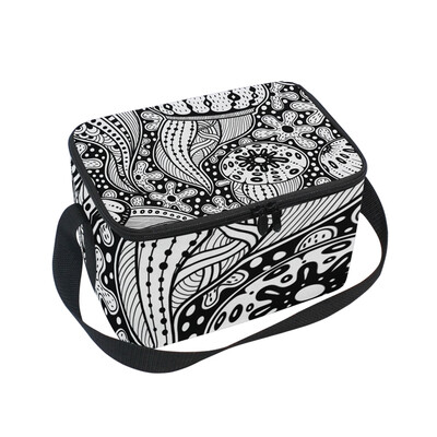 

ALAZA Insulated Lunch Box Black Jellyfish Lunch Bag for Men Women Portable Tote Bag Cooler Bag