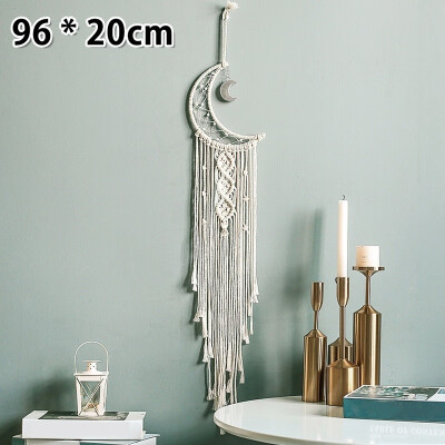 

Bohemian Chic Macrame Wall Hanging Tapestry Moon Dreamcatcher Knitted Wall Decor for Bedroom Living Room Decoration Art