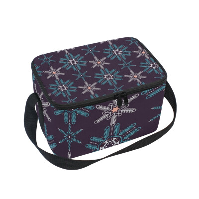 

ALAZA Insulated Lunch Box Snow Retro Pattern Lunch Bag for Men Women Portable Tote Bag Cooler Bag