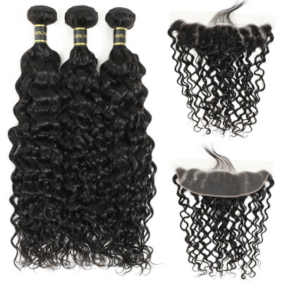 

Amazing Star Curly Wave Virgin Brazilian Hair Bundles with Frontal Wet&Wavy Human Hair with Crochet Frontal Closure Free Part